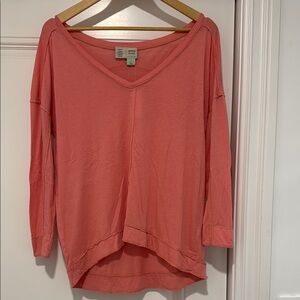 Women's Coral V-Neck Top
